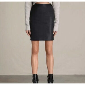 All Saints | Women's Black Back Full Zipper Pencil Skirt Size 4 Slim Fitted Mini